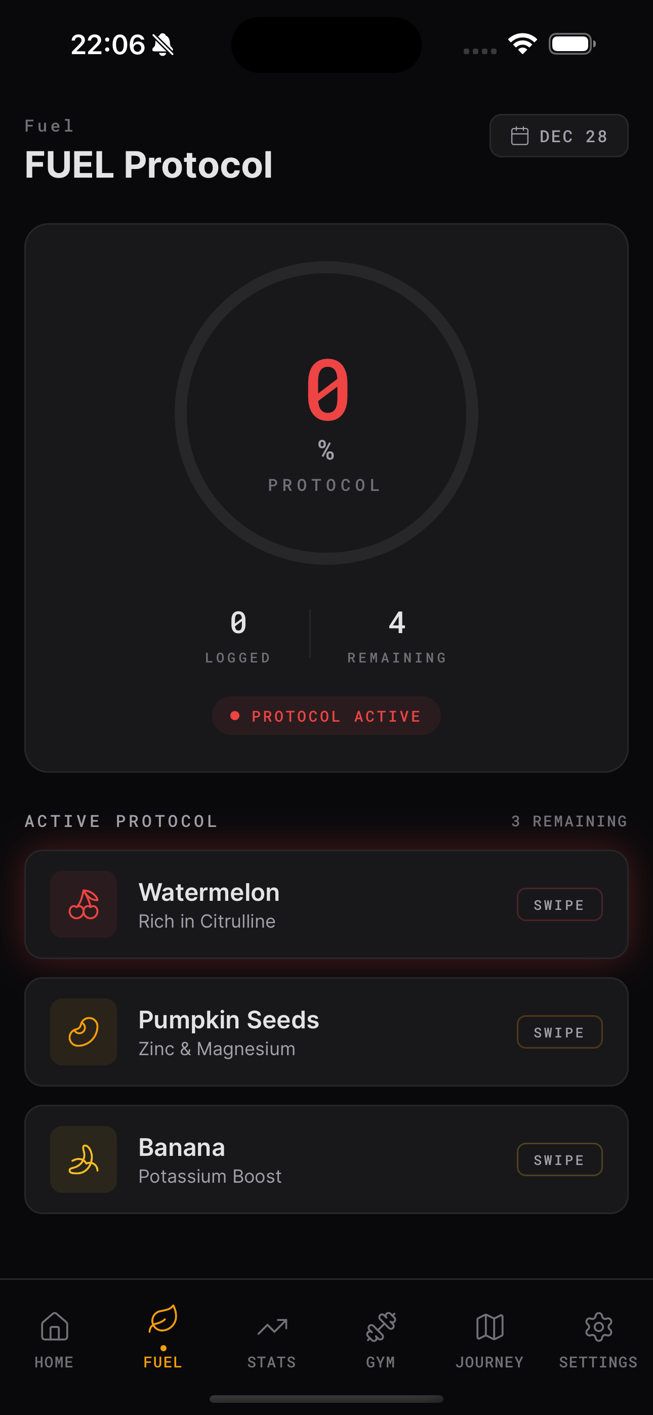 Fuel Protocol Screen